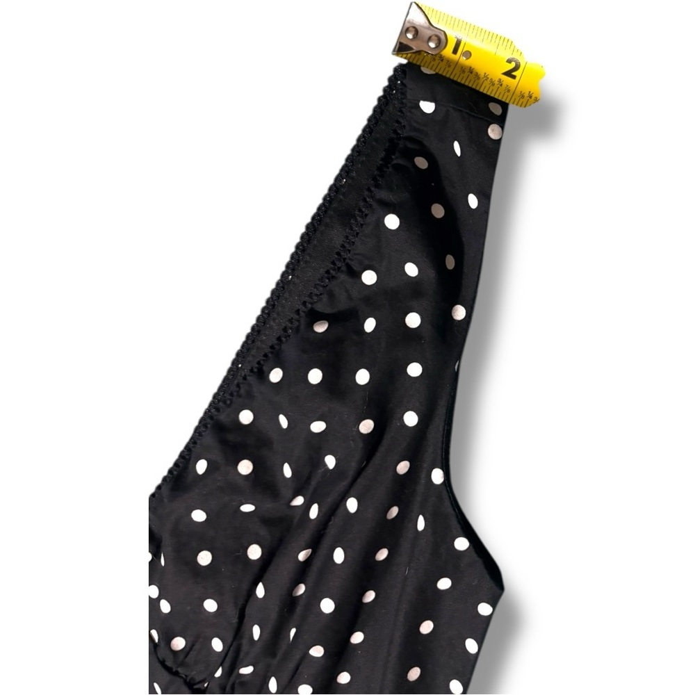 Forever 21 Black and White Polka Dot V-Neck Mini Fitted Sleeve/Backless Dress - Picture 11 of 15